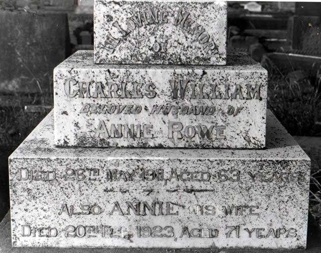 Annie Rowe's headstone