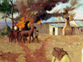 Painting of destroyed Boer farmhouse