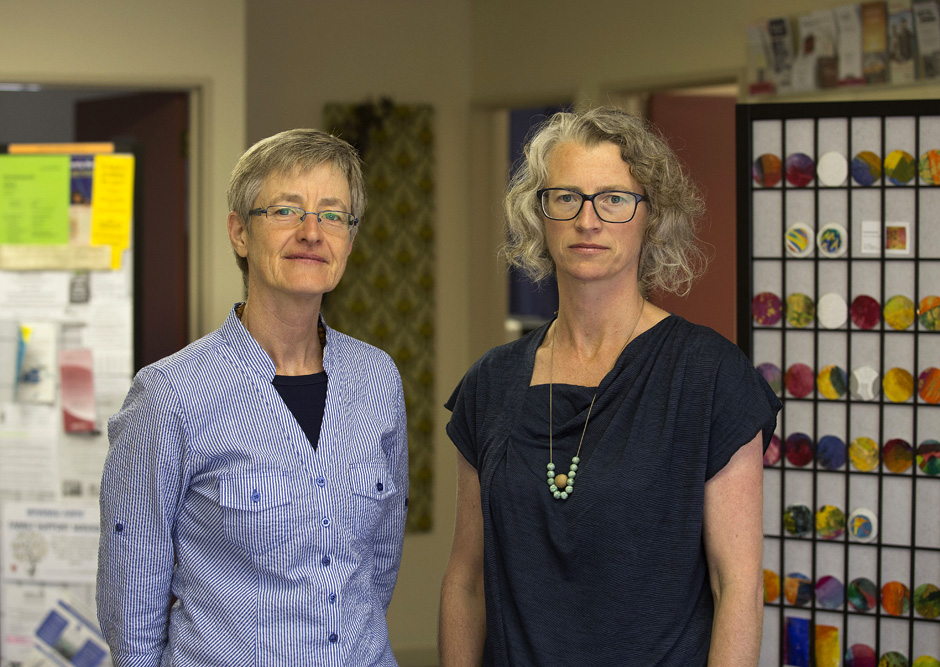 Ardas Trebus (left) and Ariane Hollis-Locke of the Christchurch Women's Centre, 2016