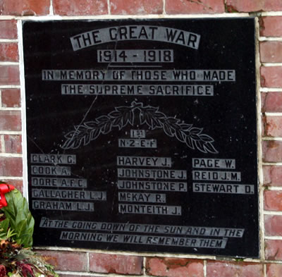 Mossburn memorial detail