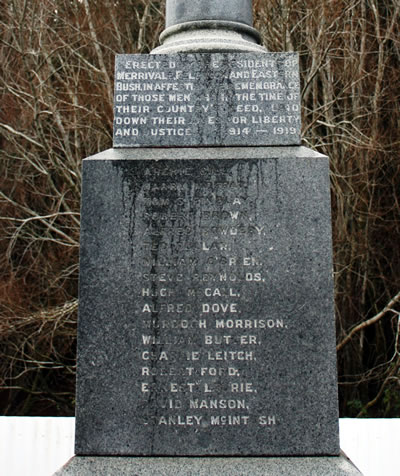 Orawia memorial detail