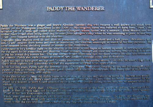 Plaque for Paddy the Wanderer dog