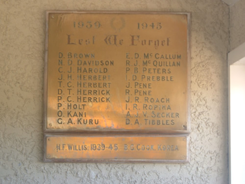 Porangahau war memorial names