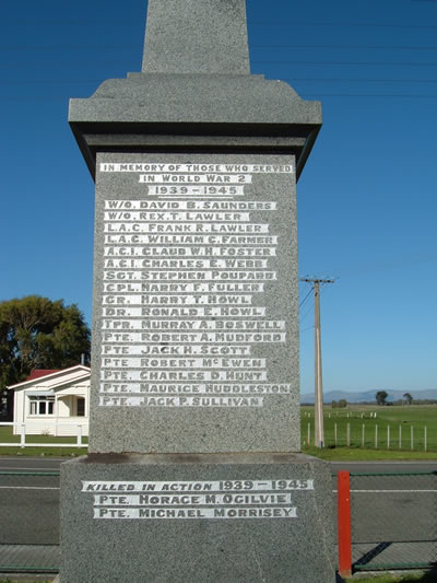 Glen Oroua memorial names