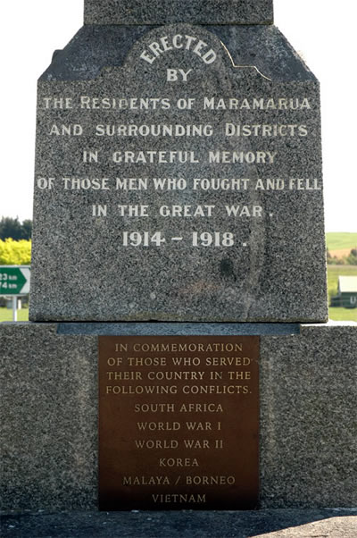 Maramarua memorial inscription
