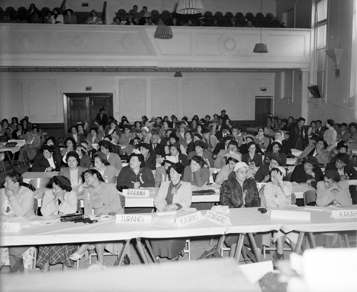 Members gathered at the Te Rōpū Wāhine Māori Toko i te Ora, the Māori Women's Welfare League, annual conference in 1953