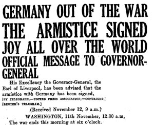 Armistice signed headline
