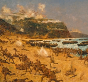 The landing at Anzac by Charles Dixon, 1915