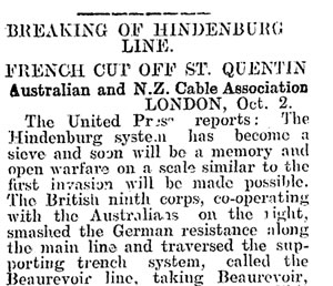 Breaking of Hindenburg Line