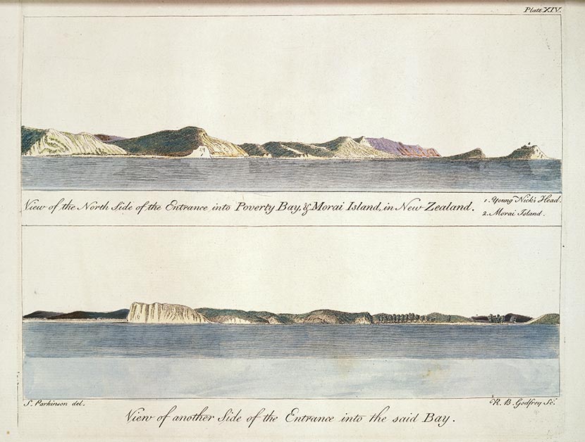 Views of Poverty Bay from Cook’s first voyage